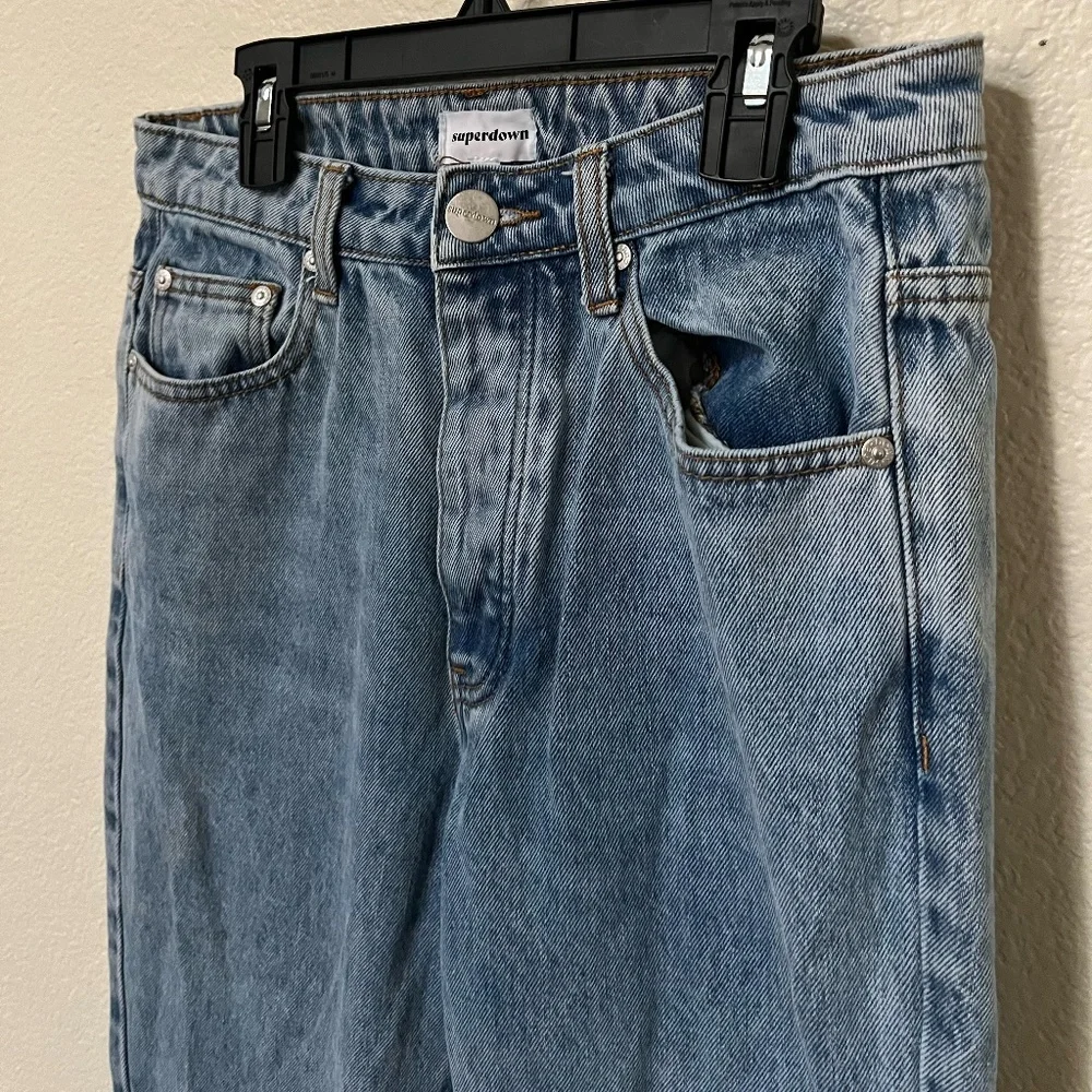 SUPERDOWN x REVOLVE | Straight Leg Marilyn Frayed Hem Jean Medium Wash | Size 28 - Picture 3 of 9